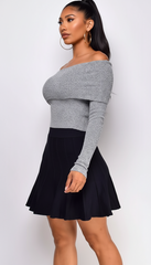Agata Off Shoulder Sweater Top - Gray