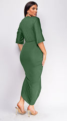 Zelia Venetian Midi Dress - Green