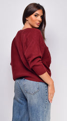 Savanne Twist Detail Convertible Sweater - Burgundy