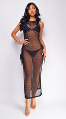 Island Hideout Black Side Slit Cover Up