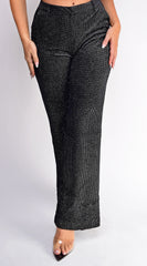 Orabela Black Glitter Velvet Pants