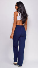 Mina French Terry Straight Cargo Pocket Joggers - Navy