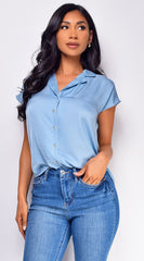 Kai Button Up Top - Blue