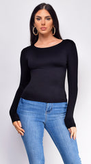 Nora Basic Long Sleeve Top - Black