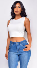Lylah White Crop Tank Top