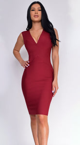 Anniston Bandage Midi Dress - Burgundy