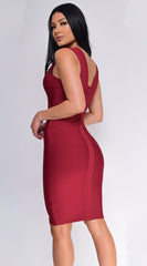 Anniston Bandage Midi Dress - Burgundy