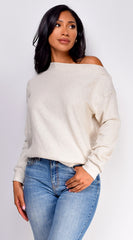 Edna Off Shoulder Sweater Top - Cream