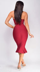 Kayden Burgundy Red Mermaid Bandage Dress