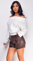 Aniyah Brown Faux PU Leather Shorts
