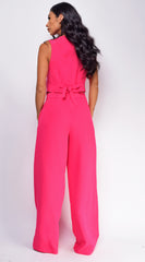 Tullia Pink Button Up Vest Pants Set