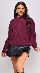 Lula Chunky Cable Knit Sweater - Wine