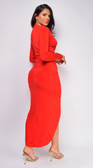 Mika Wrap Maxi Dress- Red