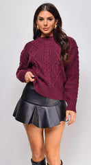 Giselle Ruffle Flare Faux Leather Mini Skort - Black