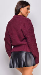 Lula Chunky Cable Knit Sweater - Wine