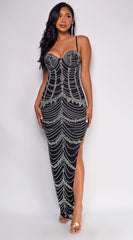 Beronia Black Rhinestone Maxi Dress