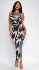 Sofia Abstract Maxi Dress - Black