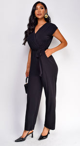 Danessa Surplice Jumpsuit - Black