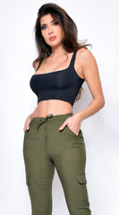 Ilva Black Square Neck Crop top