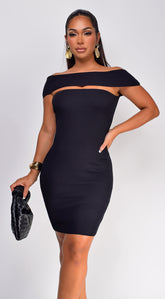 Jenny Off Shoulder Cut Out Mini Dress - Black