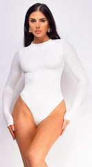 Britta Off White Basic Long Sleeve Bodysuit