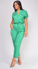 Darya Button Up Jumpsuit - Green