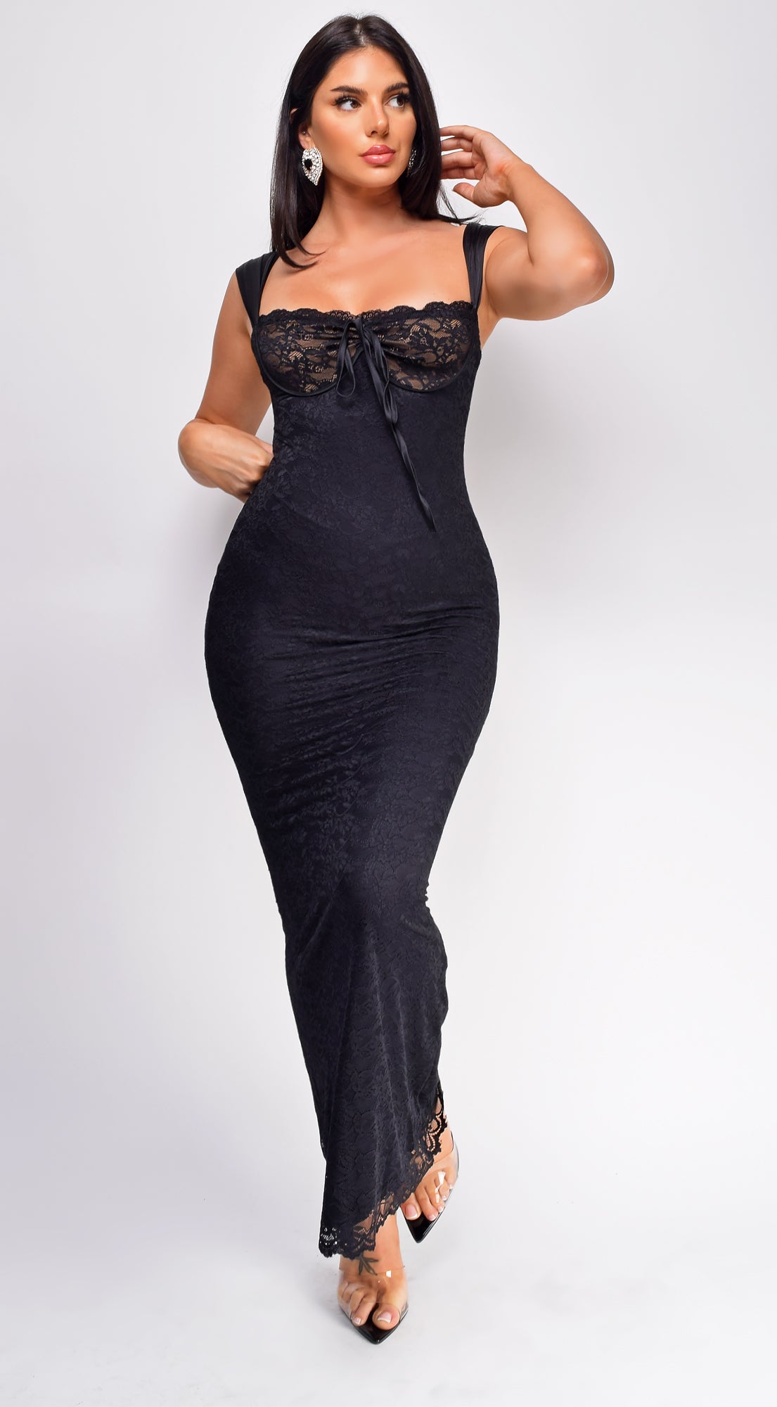 Zahara Black Lace Maxi Dress
