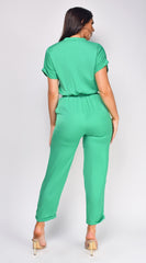 Darya Button Up Jumpsuit - Green
