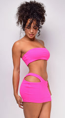 Emma Hot Pink Tube Ultra Mini Skirt Set