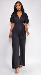Bombay V Neck Jumpsuit - Black