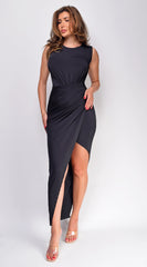 Talyssa Black Wrap Maxi Dress