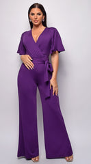 Bombay V Neck Jumpsuit - Purple