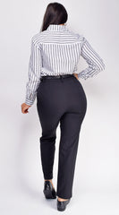 Aspen Twill Slim Fit Cropped Pants - Black