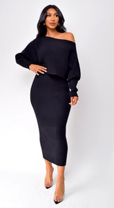 Biella Top & Skirt Set - Black