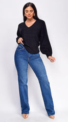 Belva Blue Dark Wash Straight Leg Denim Jeans
