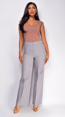 Cajsa Twill Straight Leg Pants - Gray