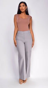 Cajsa Twill Straight Leg Pants - Gray