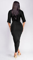 Zelia Venetian Midi Dress - Black