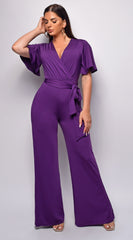 Bombay V Neck Jumpsuit - Purple