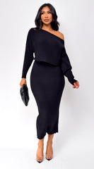 Biella Top & Skirt Set - Black