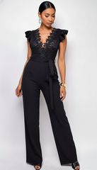 Giulia Black Lace Crochet Jumpsuit
