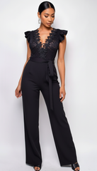 Giulia Black Lace Crochet Jumpsuit