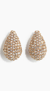 Gold Dipped Cz Pave Wide Tear Drop Earrings - Gold