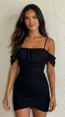 Milan After Hours Mesh Mini Dress - Black