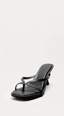 Samantha Thong Heel Mules - Black