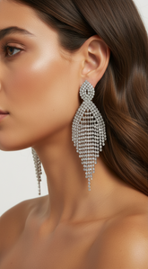 Sparkle Rhinestone Earrings - Silver