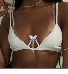 Celestia Butterfly Crystal Bra Chain - Silver