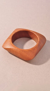 Orbit Squared Circle Wood Bracelet - Brown