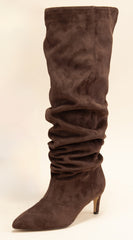 Sovana Suede Ruched Boots - Brown