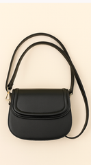 Faux Leather Crossbody Bag - Black